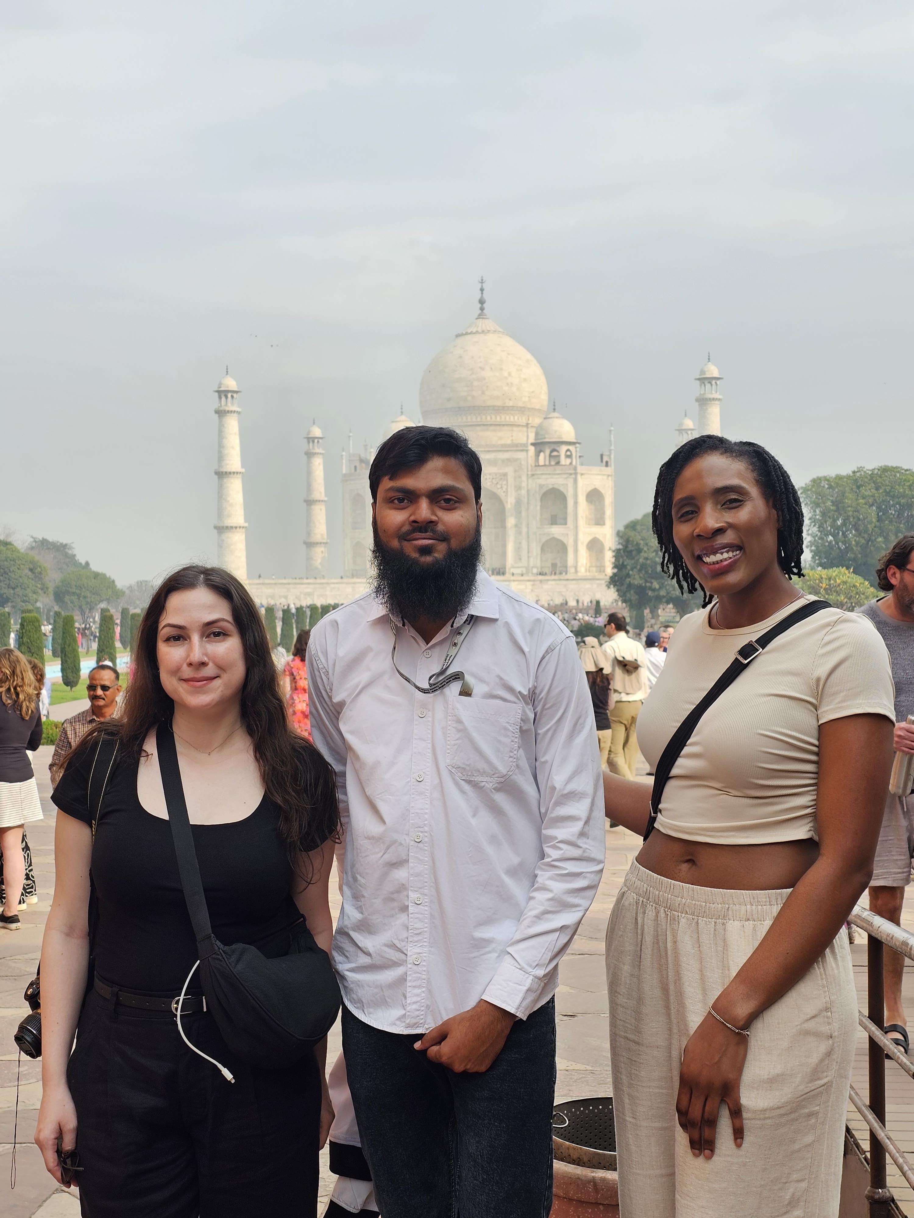 Female travellers enjoying a safe and comfortable Taj Mahal tour experience in India